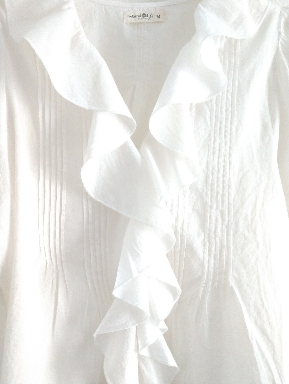 Pretty Natural Life White Ruffle Front Blouse Shirt Cottagecore Girlcore Medium - Picture 2 of 9
